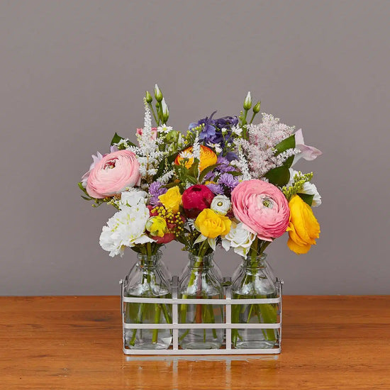tray of lovely seasonal blooms