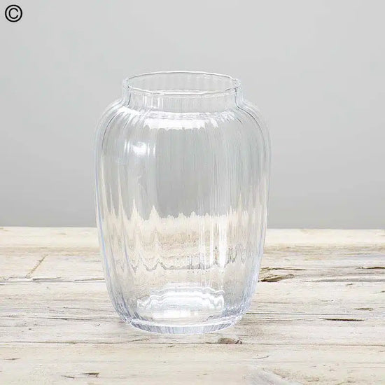 VINTAGE RIBBED GLASS VASE