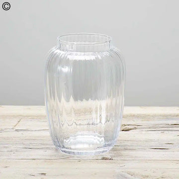VINTAGE RIBBED GLASS VASE