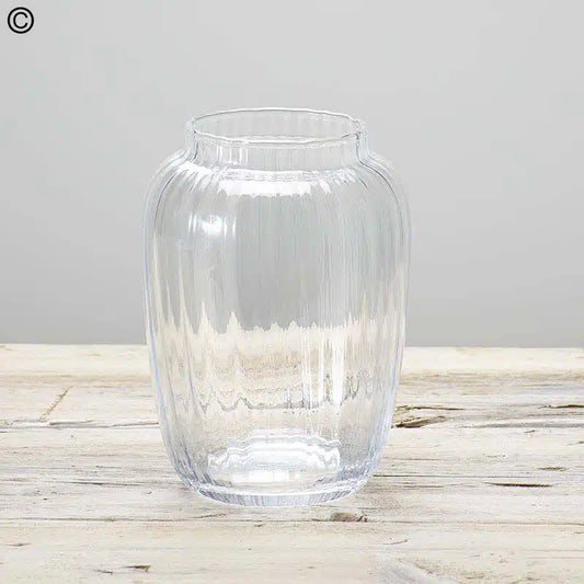VINTAGE RIBBED GLASS VASE