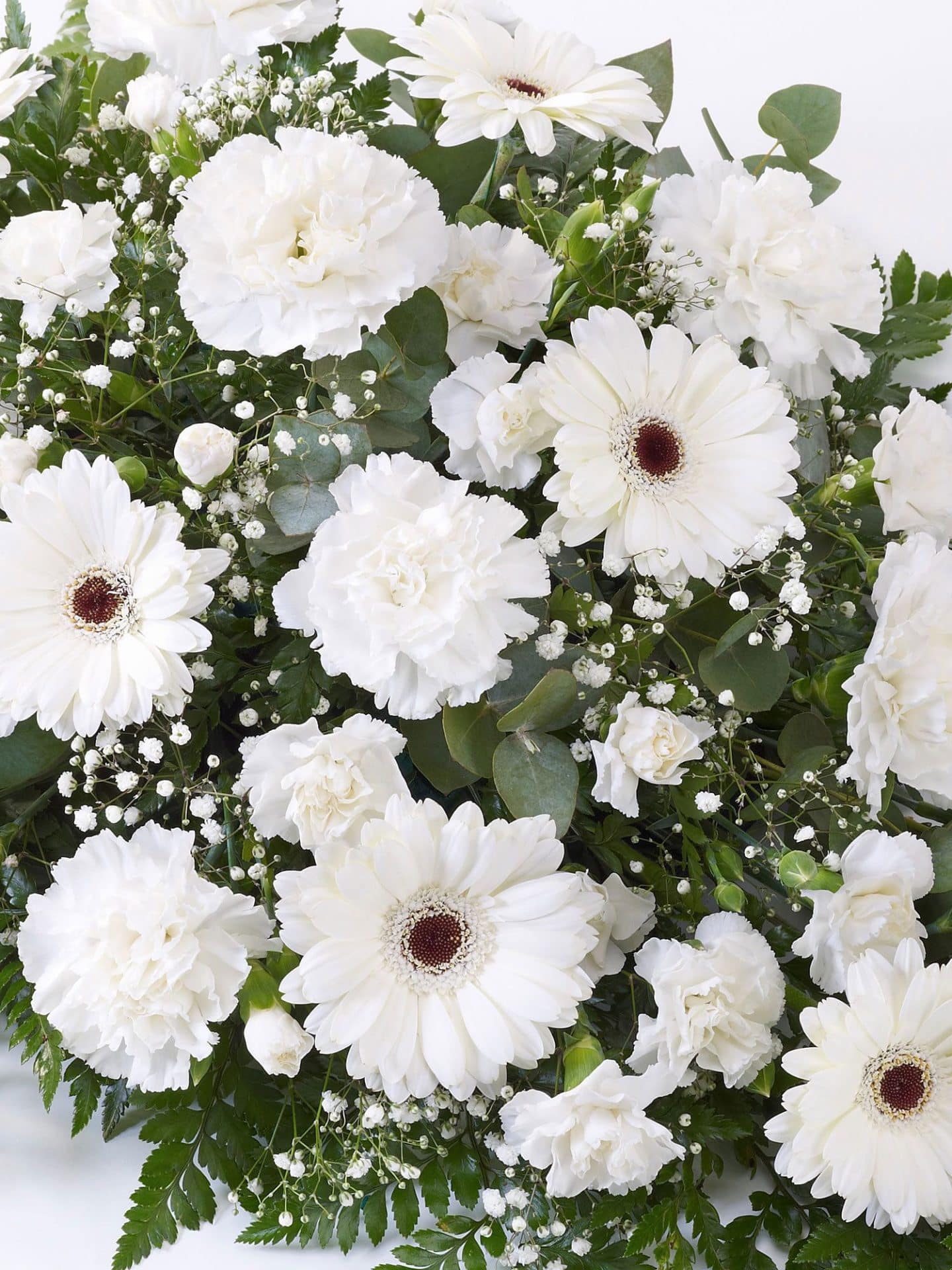 Carnation And Germini Teardrop Spray White1