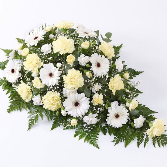 Carnation and Germini Teardrop Spray Yellow and White