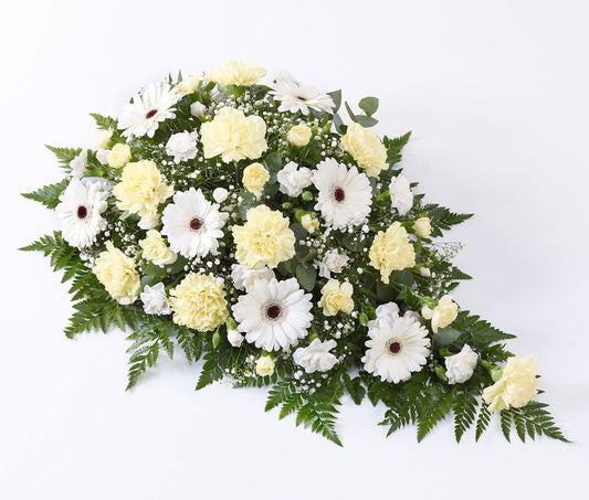 Carnation and Germini Teardrop Spray Yellow and White