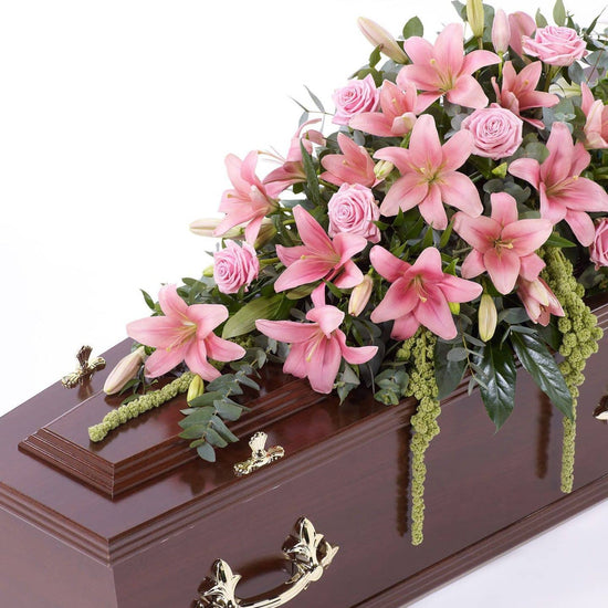 Lily and Rose Casket Spray Pink