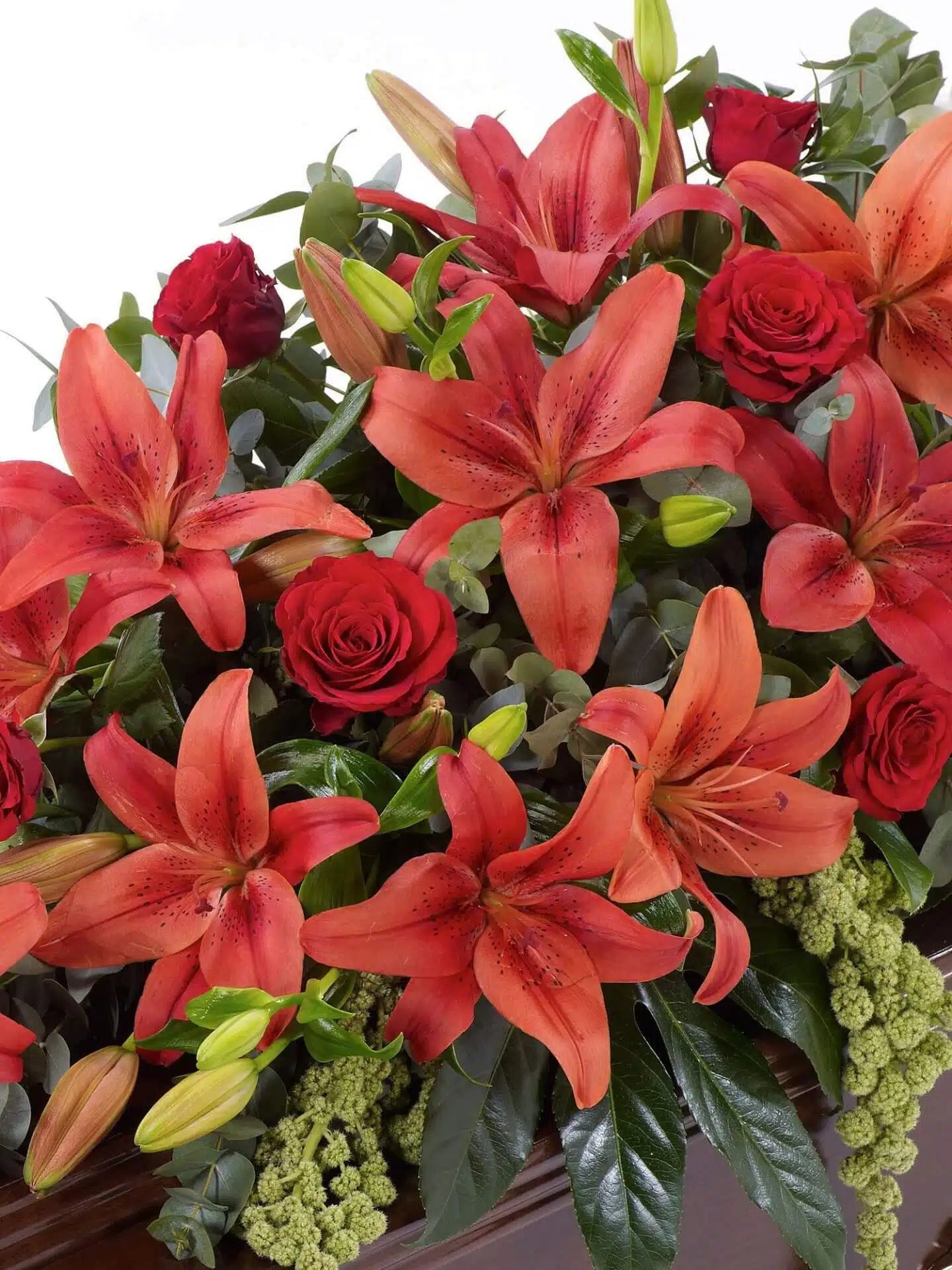 Lily And Rose Casket Spray Red 1