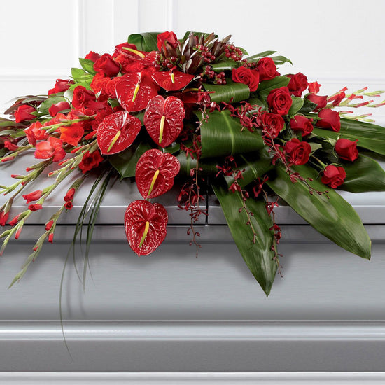Rose, Orchid And Anthurium Casket Spray