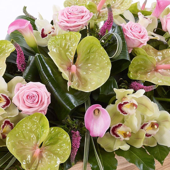 Rose Orchid And Calla Lily Casket Spray 1