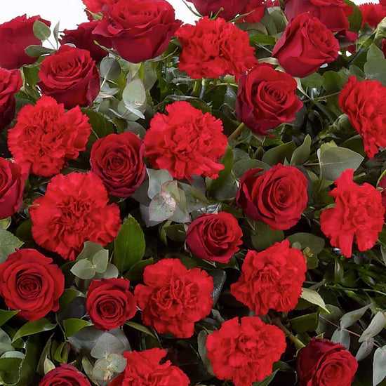 Rose And Carnation Casket Spray Red 1