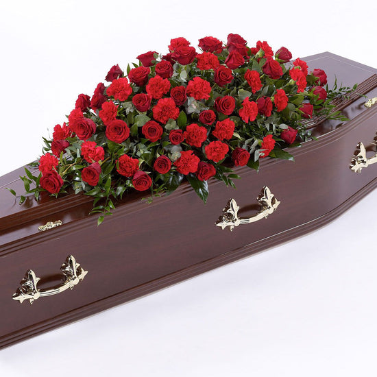 Rose and Carnation Casket Spray Red