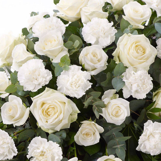 Rose And Carnation Casket Spray White 1