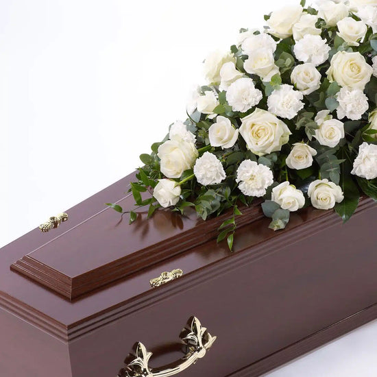 Rose and Carnation Casket Spray White