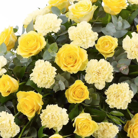 Rose And Carnation Casket Spray Yellow 1
