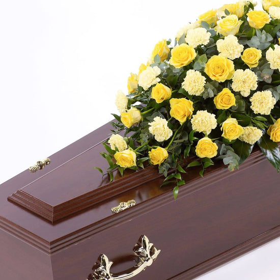 Rose And Carnation Casket Spray Yellow