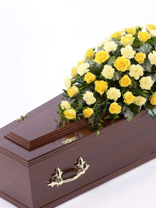 Rose And Carnation Casket Spray Yellow
