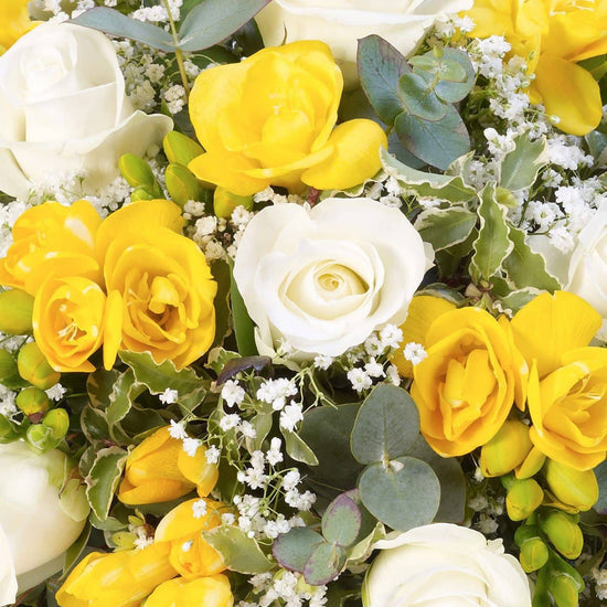 Rose And Freesia Posy Yellow And White 1