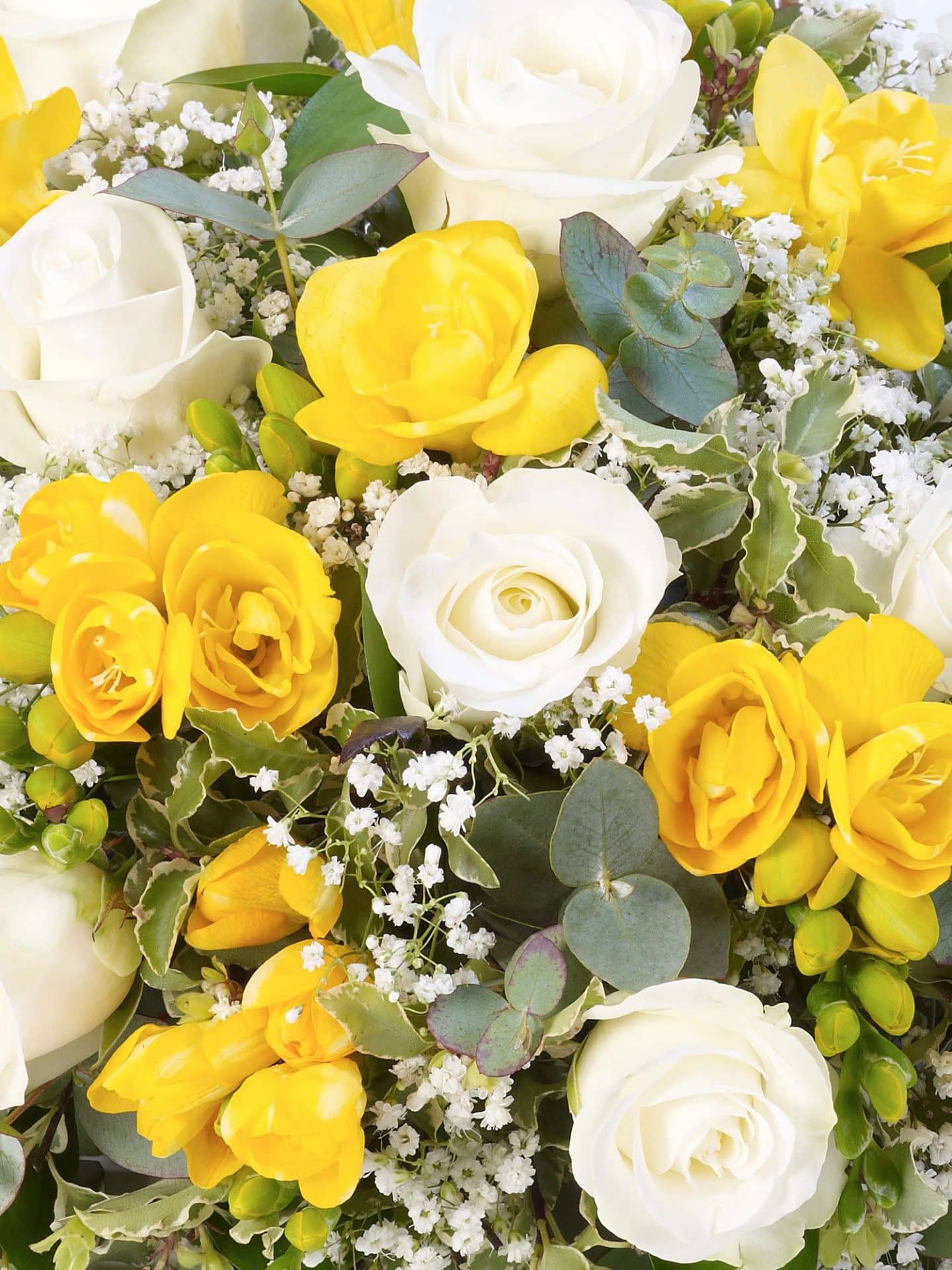 Rose And Freesia Posy Yellow And White 1