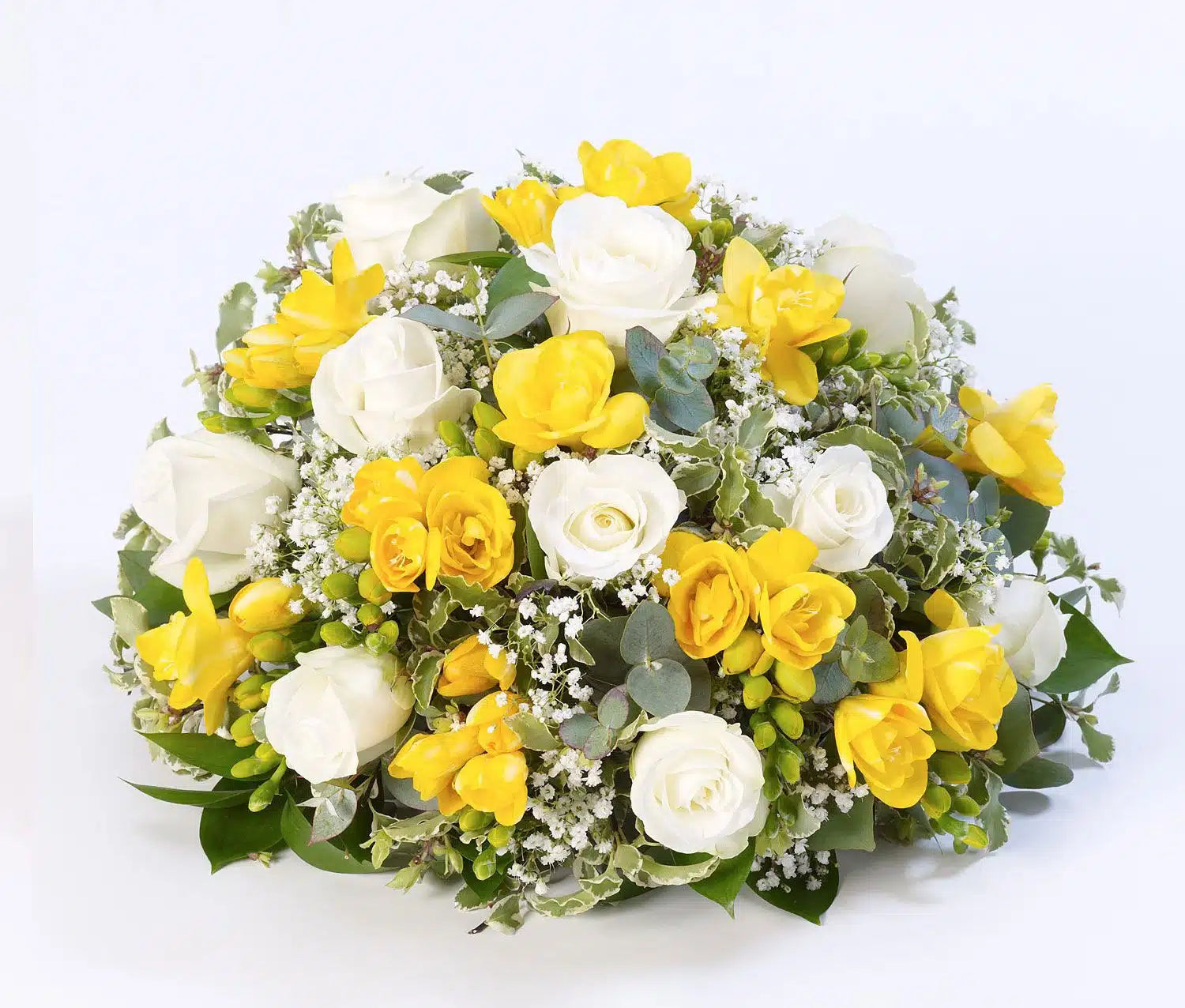 Rose and Freesia Posy Yellow and White