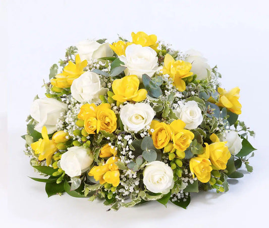 Rose and Freesia Posy Yellow and White