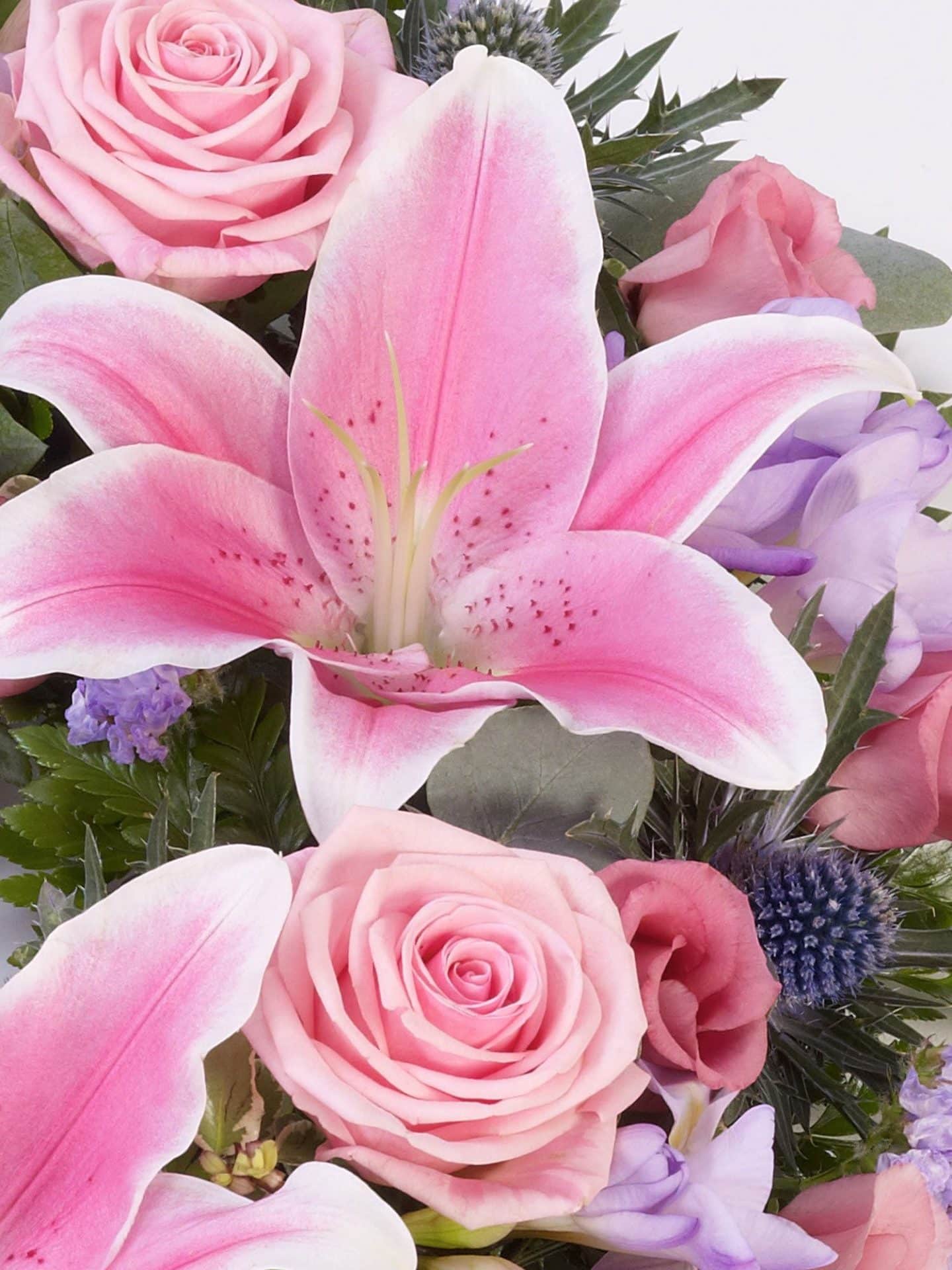 Rose And Lily Wreath Pink And Lilac 1