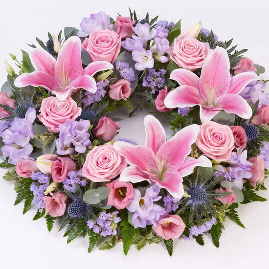 Rose and Lily Wreath Pink and Lilac