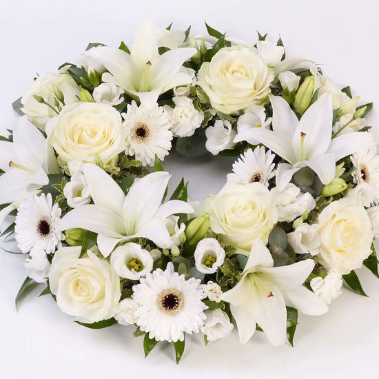 Rose and Lily Wreath White