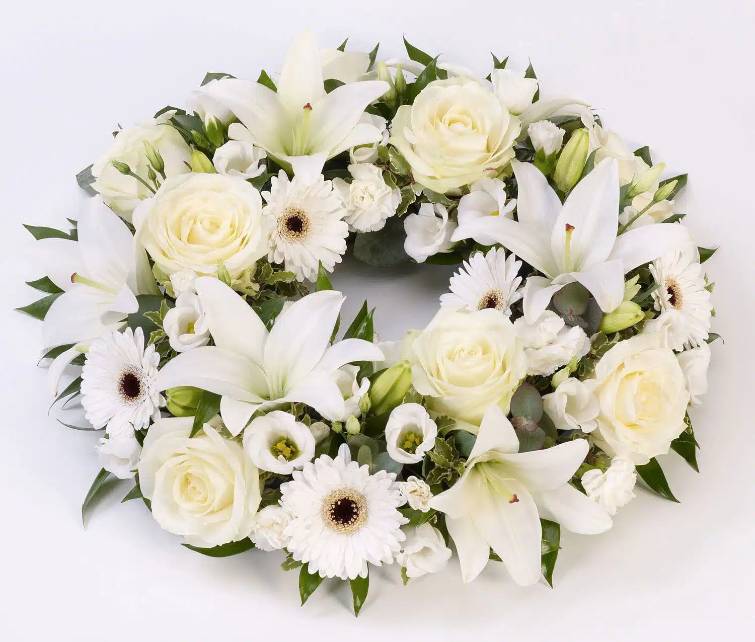 Rose and Lily Wreath White
