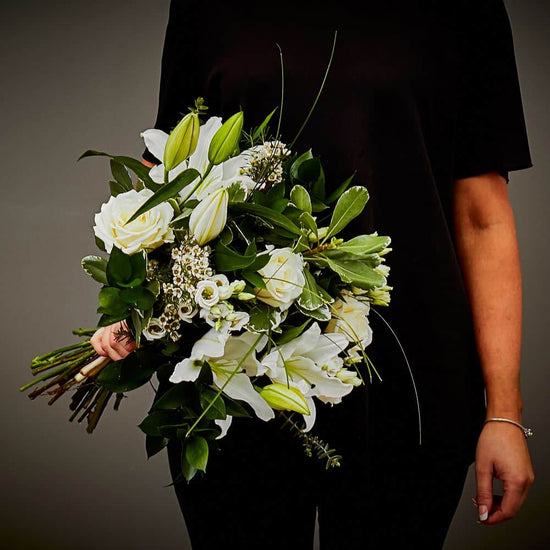 White Sympathy Hand Tied Arbour Blooms