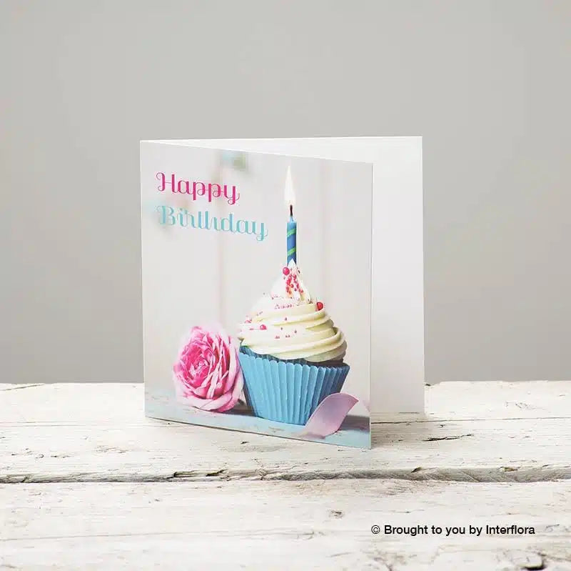 happy birthday cupcake greetings card