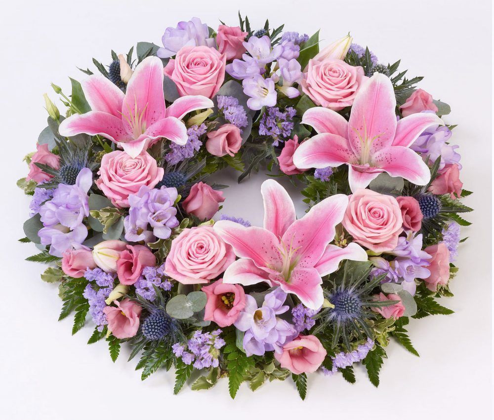 Rose and Lily Wreath Pink and Lilac