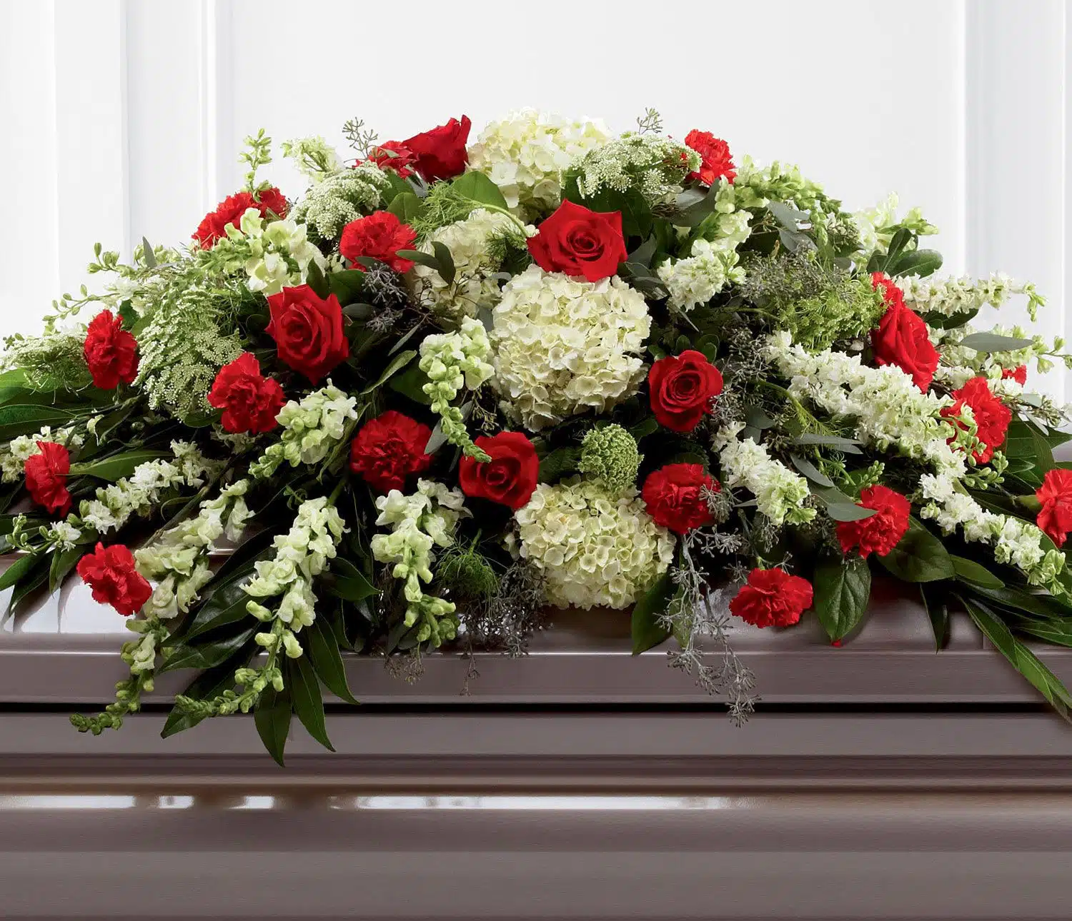 Mixed Casket Spray Red and Green | Arbour Blooms Florist