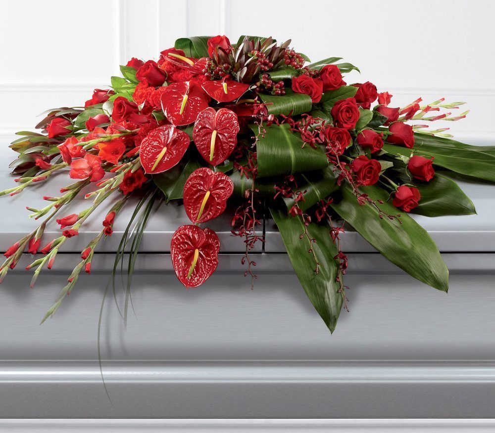 Rose, Orchid And Anthurium Casket Spray