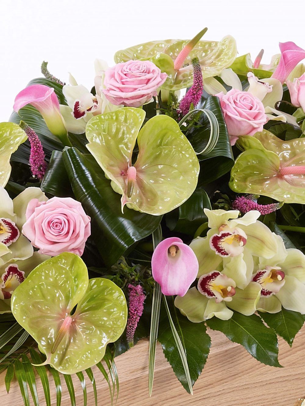Rose Orchid And Calla Lily Casket Spray 1